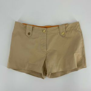 Tory Burch Beige Cotton Bermuda Shorts with Gold Buttons